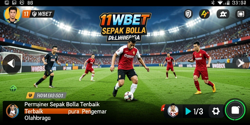Screenshot gameplay <strong>11WBET</strong> yang menunjukkan aksi sepak bola seru.
