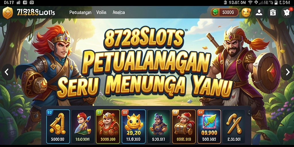 Tampilan gameplay seru dan berwarna dari 8728SLOTS saat petualangan dimulai.