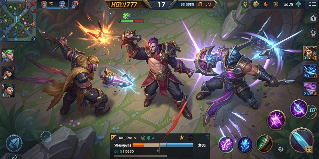 Screenshot menampilkan aksi intens dalam pertempuran MOBA.